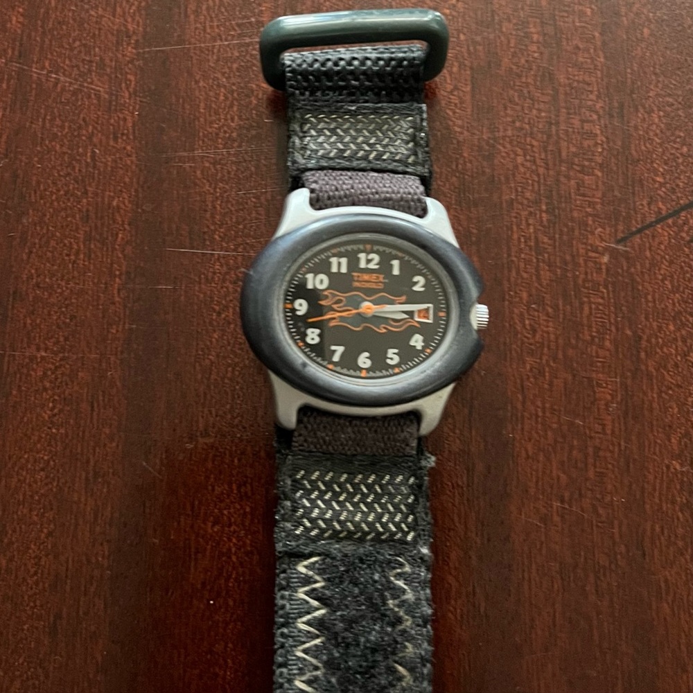 Timex Black and Orange Indiglo Dial Nylon Strap Watch